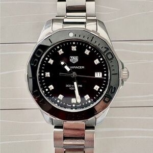 Tag Heuer Black Mother-of-Pearl Dial Stainless Steel Aquaracer Watch